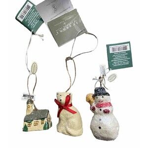 Seasons of Cannon Falls Teena Flanner Signed Christmas Ornaments Mini Set of 3